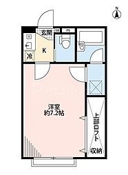 ヴァンテアンIII 2階1Kの間取り