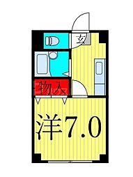 第2酒井マンション 1階ワンルームの間取り