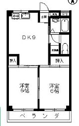 シャトレグレイス 1階2DKの間取り