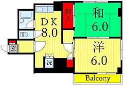 マンショングレート慶 4階2DKの間取り
