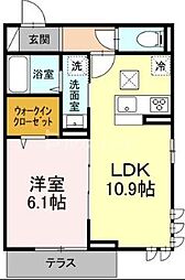 ルリアン東葛西 1階1LDKの間取り