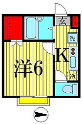 グラン・アルブルＢ 1階1Kの間取り