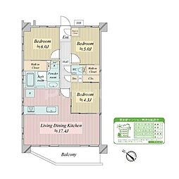 Ｎ−ｓｔａｇｅ船堀 2階3LDKの間取り