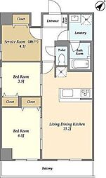グランカーサ西葛西 4階2SLDKの間取り