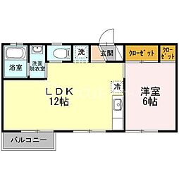 メゾンクレール 1階2DKの間取り