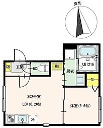 TERRAS Kasai 3階1LDKの間取り