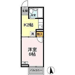 ブルミエ・ド・クレール　II 2階1Kの間取り