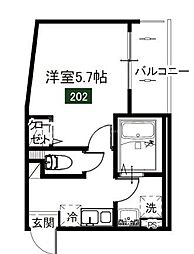 エバンス船堀 2階1Kの間取り
