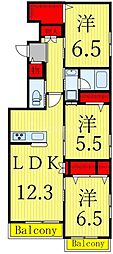 仮称 南葛西2丁目メゾン 3LDKの間取図画像
