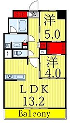 江戸川区松江2丁目マンション 2LDKの間取図画像