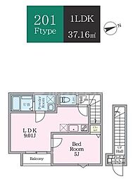 エトワールヴァリ プレリュード 1LDKの間取図画像