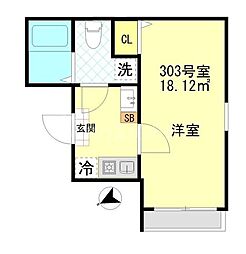 一之江新築アパート (仮名称) 1Kの間取図画像