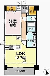 プラムヴィラージュ 1LDKの間取図画像