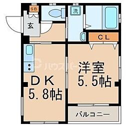 ソルビオス沖杉 1DKの間取図画像