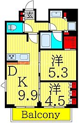 コンフォリア東陽町 2DKの間取図画像