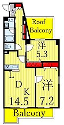 サンジェームス 2LDKの間取図画像