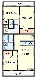 Splendeur富浜 3LDKの間取図画像