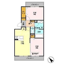 アルバグランデ 2LDKの間取図画像