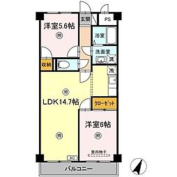 シティパル瑞江 2LDKの間取図画像