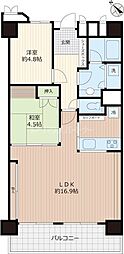 行徳ハイム2号棟 2LDKの間取図画像