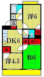 レジデンス弐番館 3DKの間取図画像
