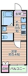 レガーロ・ソラーレ 1Kの間取図画像