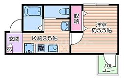 レガーロ・ソラーレ 1Kの間取図画像