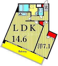 クリアウエスト 1LDKの間取図画像