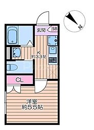 ロンリヴェール 1Kの間取図画像