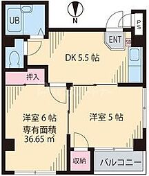 クレシェンド1 2DKの間取図画像