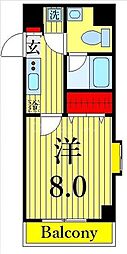 カラコレス篠崎 1Kの間取図画像