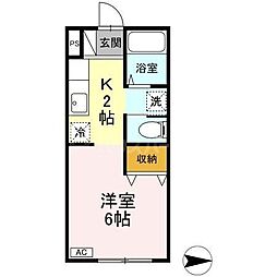 ハーミテージ 1Kの間取図画像