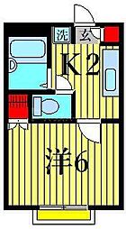 アムール 1Kの間取図画像
