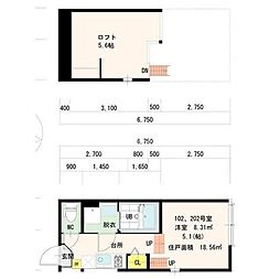 FIORIRE2 1Kの間取図画像