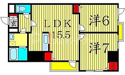 ジャルディーノ南葛西 2LDKの間取図画像