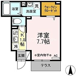レーヴ・シャルマン 1Kの間取図画像