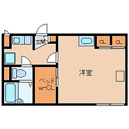 レオパレスＰＩＮＯ 2階1Kの間取り