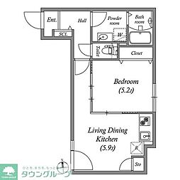 Branche鷺ノ宮II（ブランシェ鷺ノ宮II） 1階1DKの間取り