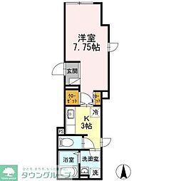 ｕｃｃｅｌｌｏ 1階1Kの間取り