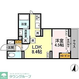 セレスティア若宮 1階1LDKの間取り