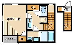 レオネクストアロハステイツ 1階1Kの間取り