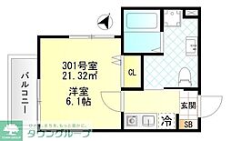ＦＥＲＩＯ上井草 3階1Kの間取り