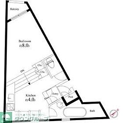 メイプル新中野 2階ワンルームの間取り