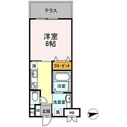 フォレスト浜田山 1階1Kの間取り