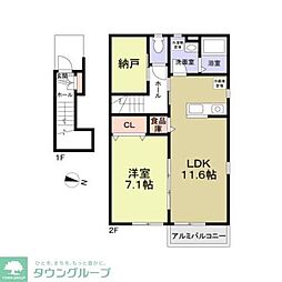 フォレストコートＣ棟 2階1SLDKの間取り