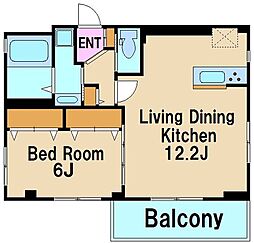 ビューノ 2階1LDKの間取り