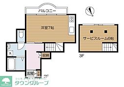 プラスペアティ 205 2階1SKの間取り