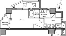 レジディア中村橋 5階1Kの間取り