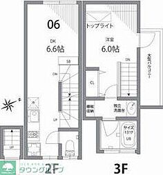 グランエッグス中野方南町 3階1LDKの間取り