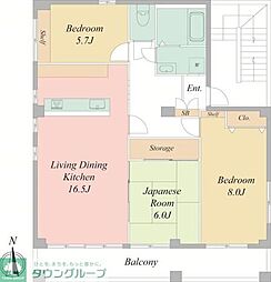 スカイプラザ中野 5階3LDKの間取り